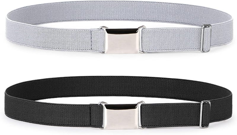 Jas. Good Kids Toddler Belt Elastic Stretch Adjustable Belt for Boys and Girls with Silver Square Buckle 2 Pack - Image 2